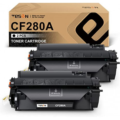 TESEN Compatible HP 80A CF280A Black Toner Cartridge Replacement 2 Packs